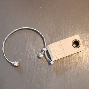 Anthropologie Silver Cuff Bracelet with Crystal Accents